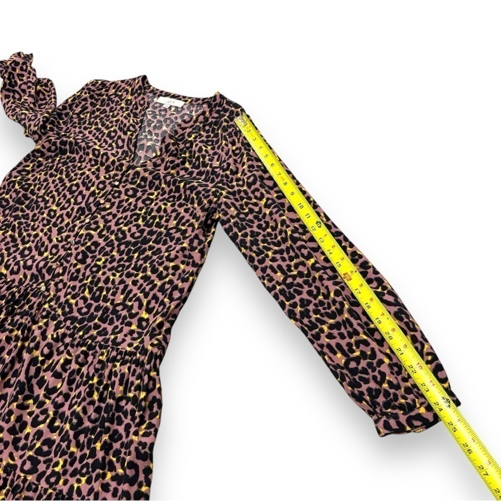 Loft Brown Leopard Print Button Tiered Swing Dres… - image 5